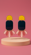 Gold-Plated Enamel Statement Earrings